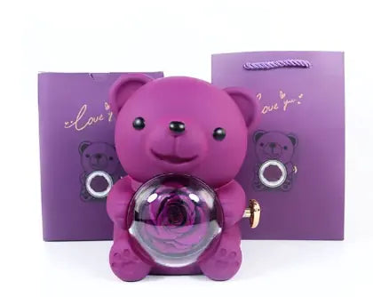 Rose Teddy Bear with Ring and Necklace